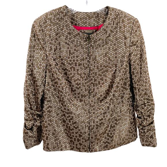 Anthracite by Muse Gold Sparkly Circle Ruched Fun Dressy Zip Jacket Plus 14 - Picture 1 of 10